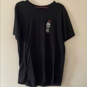 Black Crew Neck Short Sleeve Tee with Chest Graphic